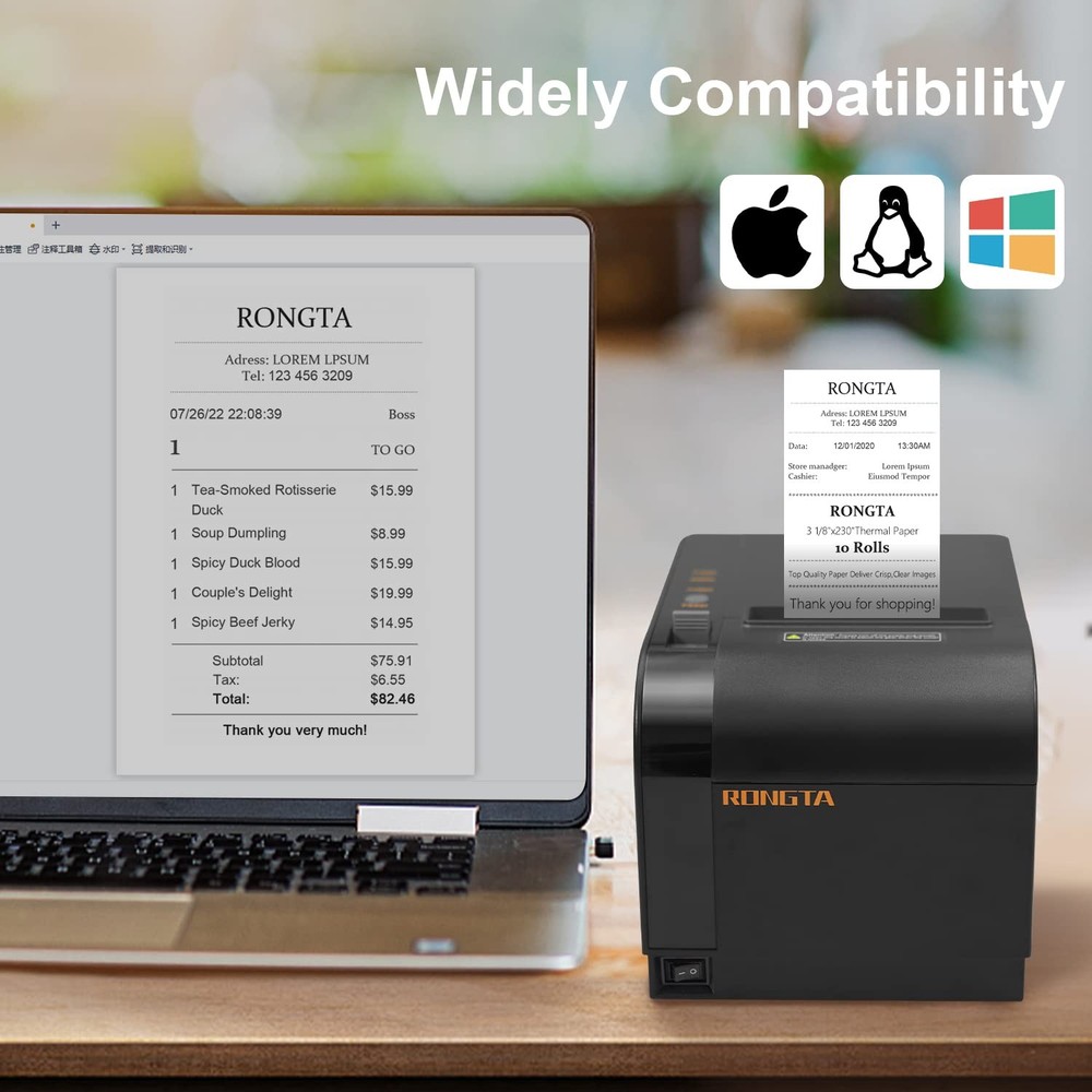 Thermal Receipt Printer, 80mm Receipt Printers, Thermal Pos Printer with Auto...