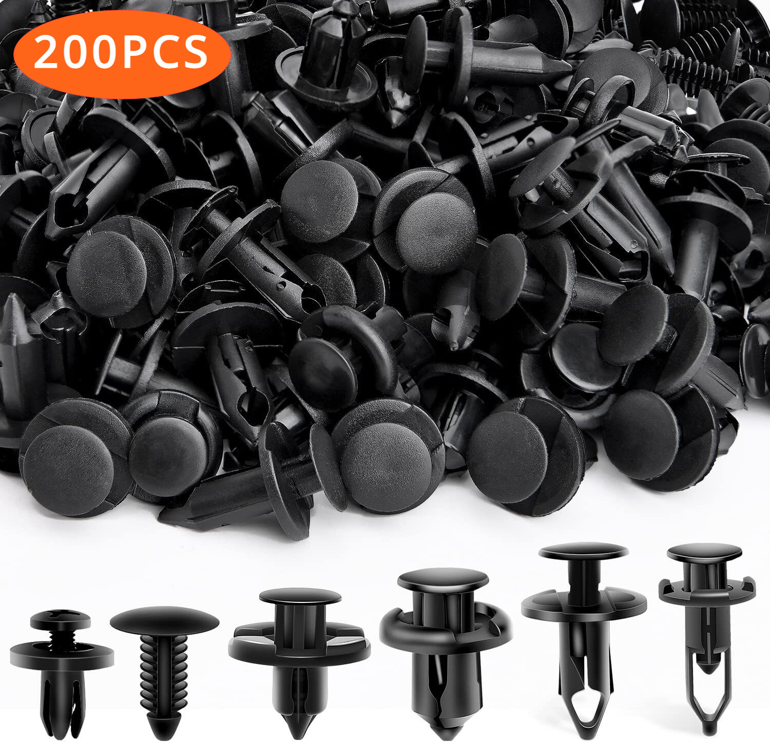 200PCS Bumper Clips Fender Trim Car Body Push Pin Rivet Fastener Retainer