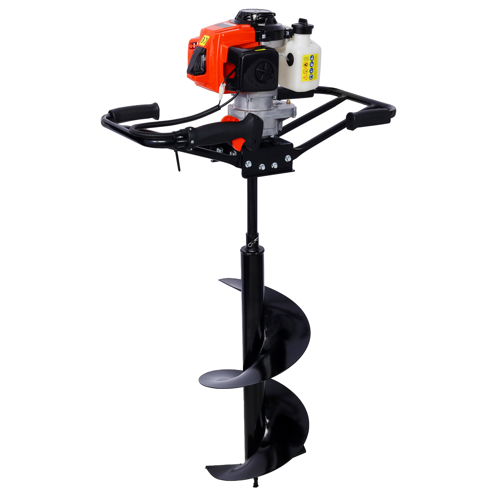 63cc Gas Powered Auger Post Hole Digger 2 Person Handle w/ 6" 10" Drill Bits