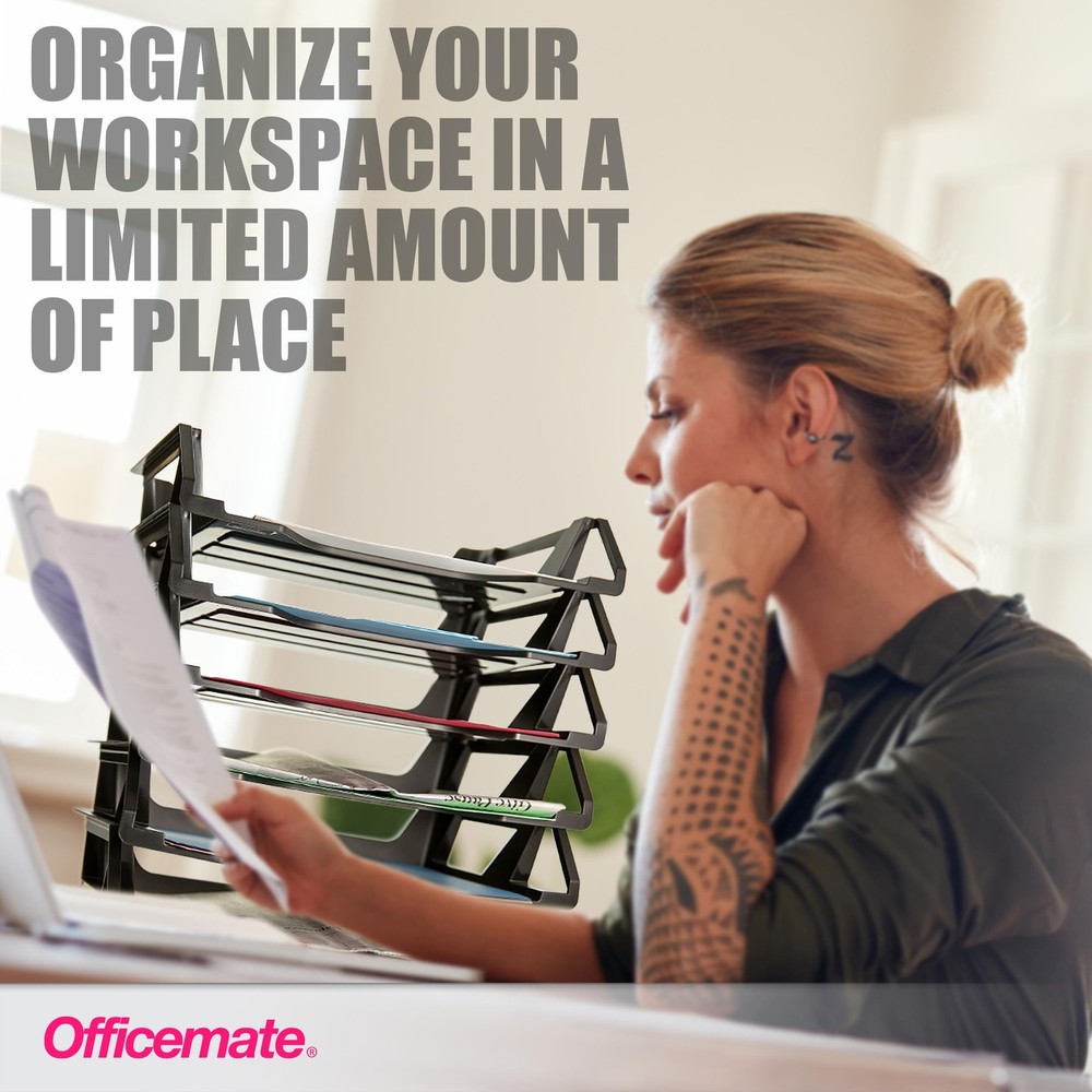 26212 6 Pack Recycled Desk Tray Side Load Letter/A4 Stackable Organizer