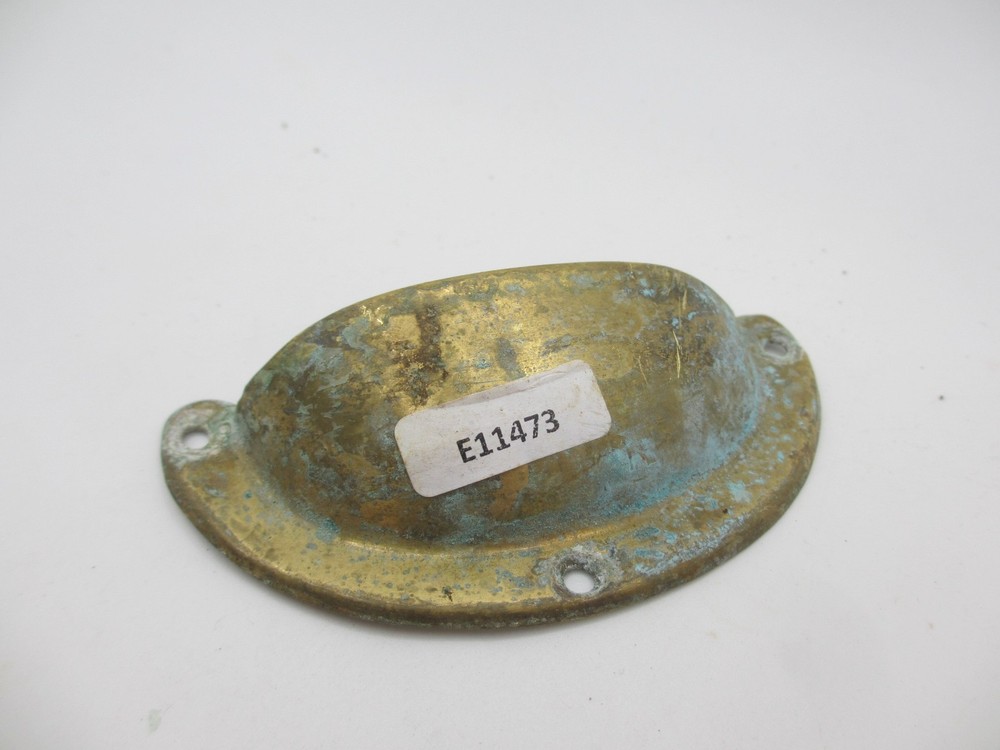 Vintage Brass Drawer Cup Handle Cupboard Pulls Shell Old Antique x1