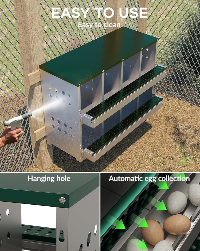 Metal Chicken Nesting Box for Laying Eggs Rustproof Wall-mountable Laying Boxes