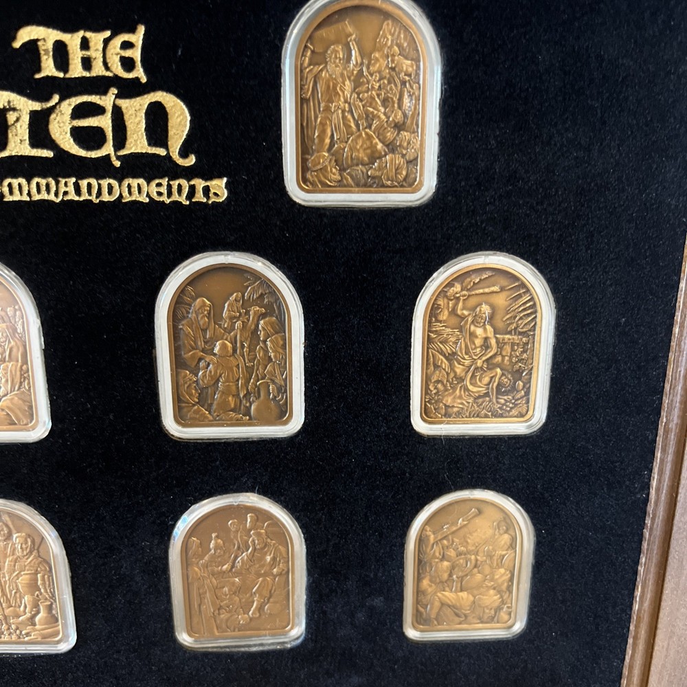 Hamilton Mint Ten Commandments Bronze Ingots with Case & Frame COA #0232/5000