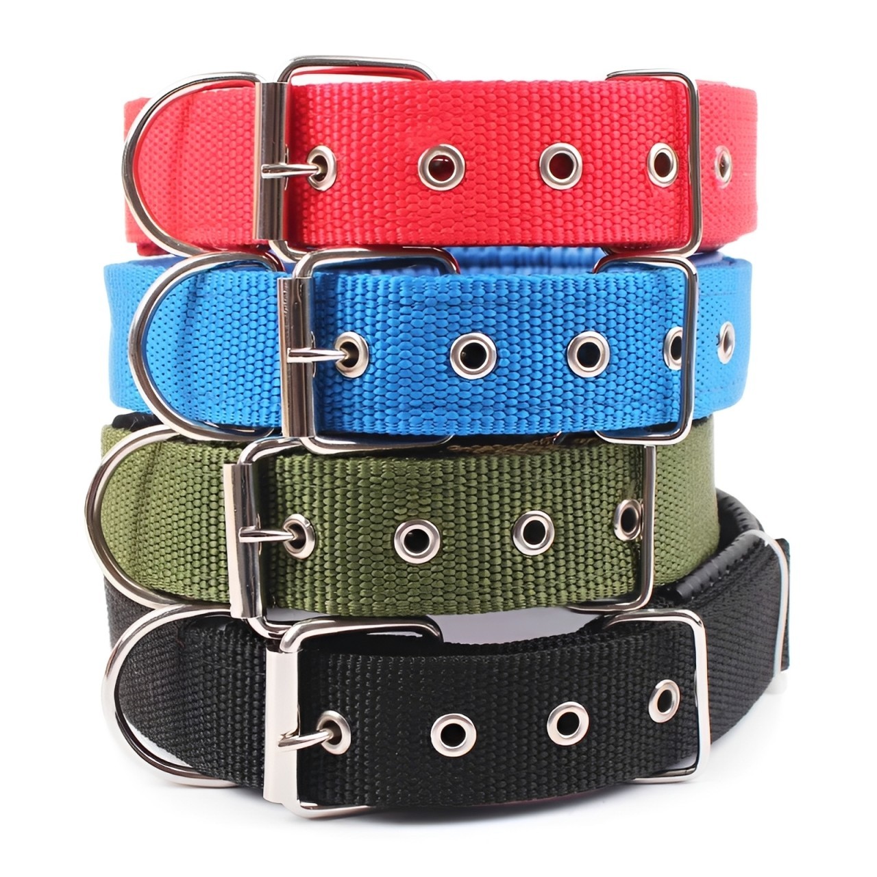Adjustable Nylon Dog Collar for Small Medium Large Dogs Stylish Solid Pet Collar