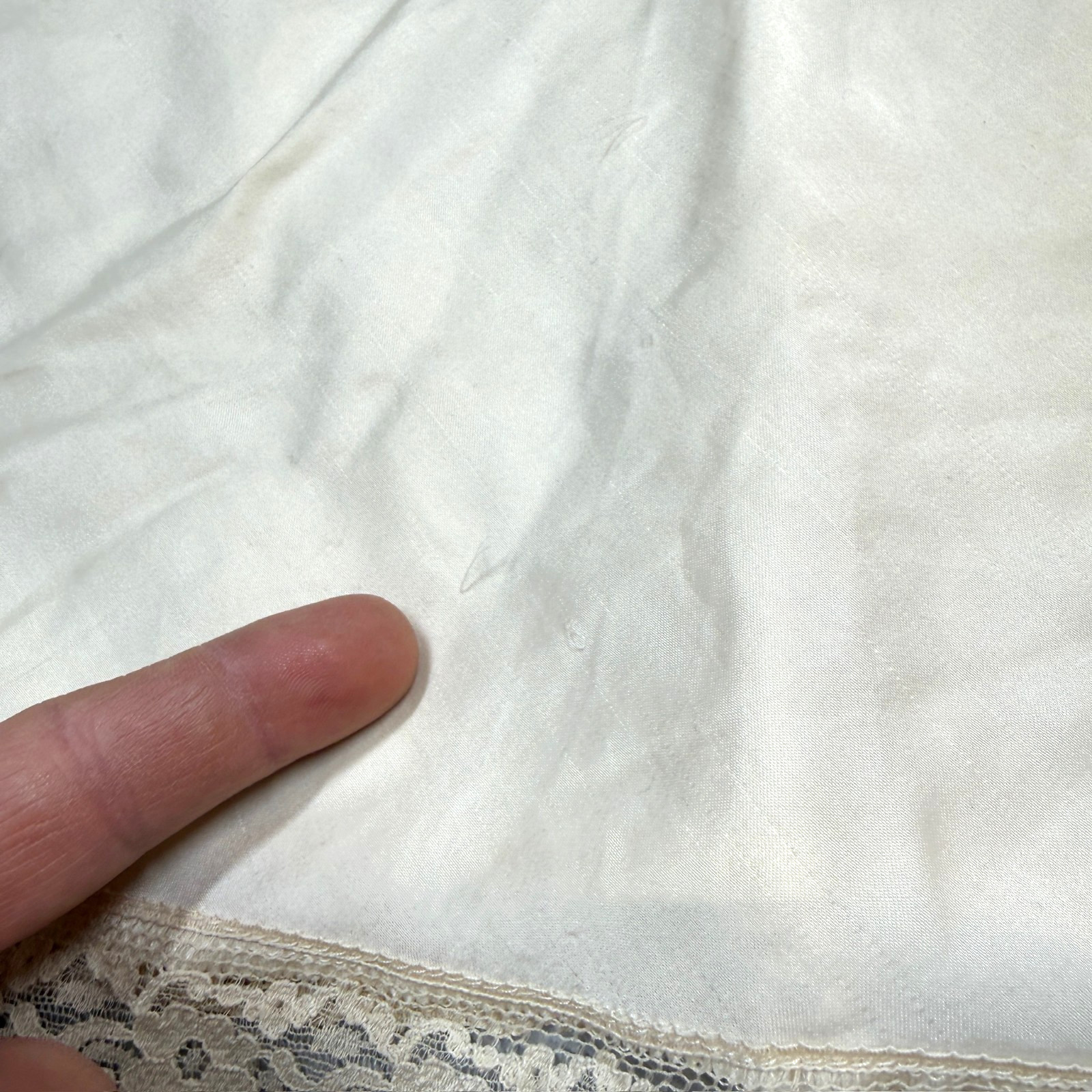 Vintage Christian Dior Slip Top & Skirt Women L Cream Satin Lace Hem READ