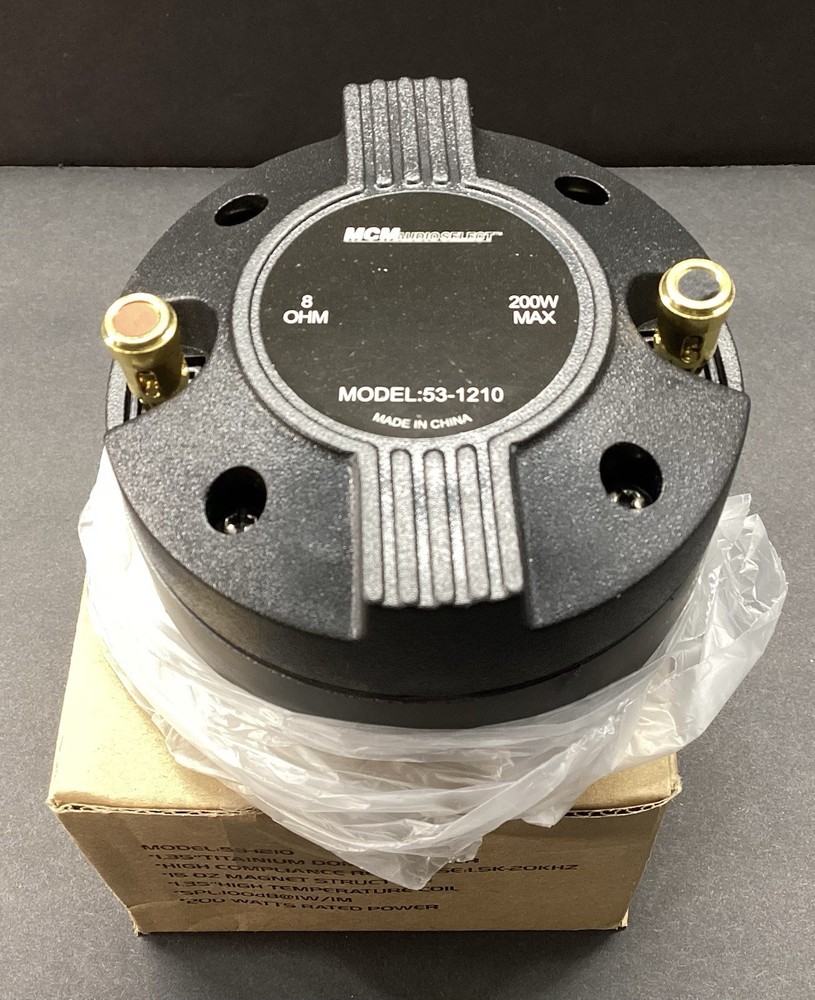 MCM Audio 53-1210 Threaded 200 Watt Titanium Dome Compression Tweeter Driver NOS