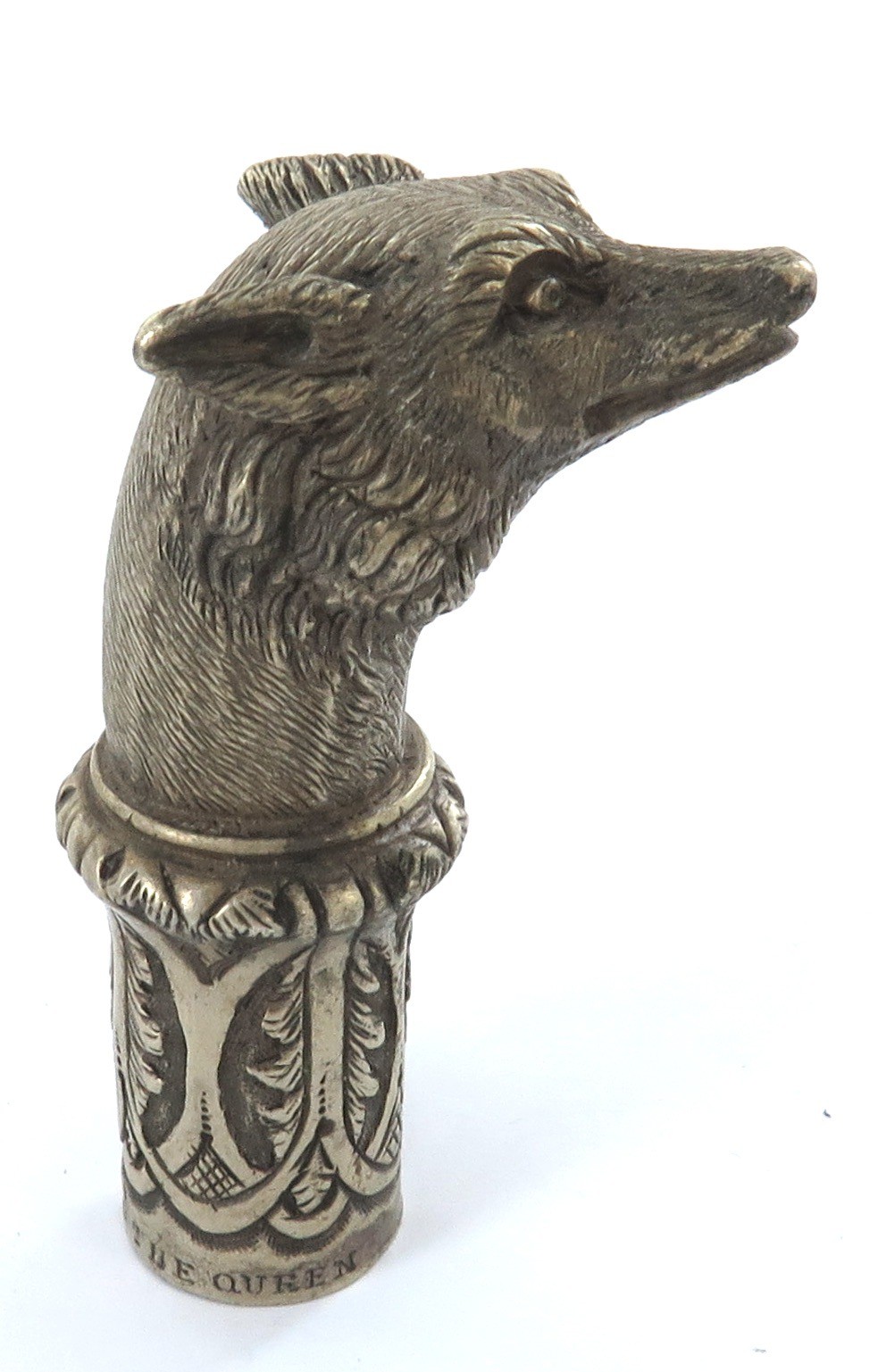 1800s Superb Fox Hunt Theme Riding Crop Finial by "Ashford, Maker to The Queen"
