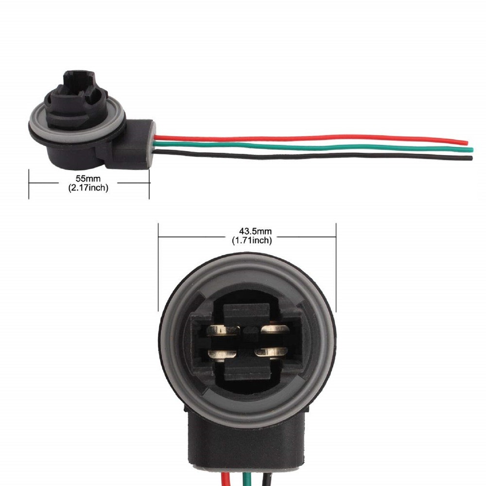 Universal Pigtail Wire Female Socket 3157 S Two Harness Brake Stop Replace Lamp