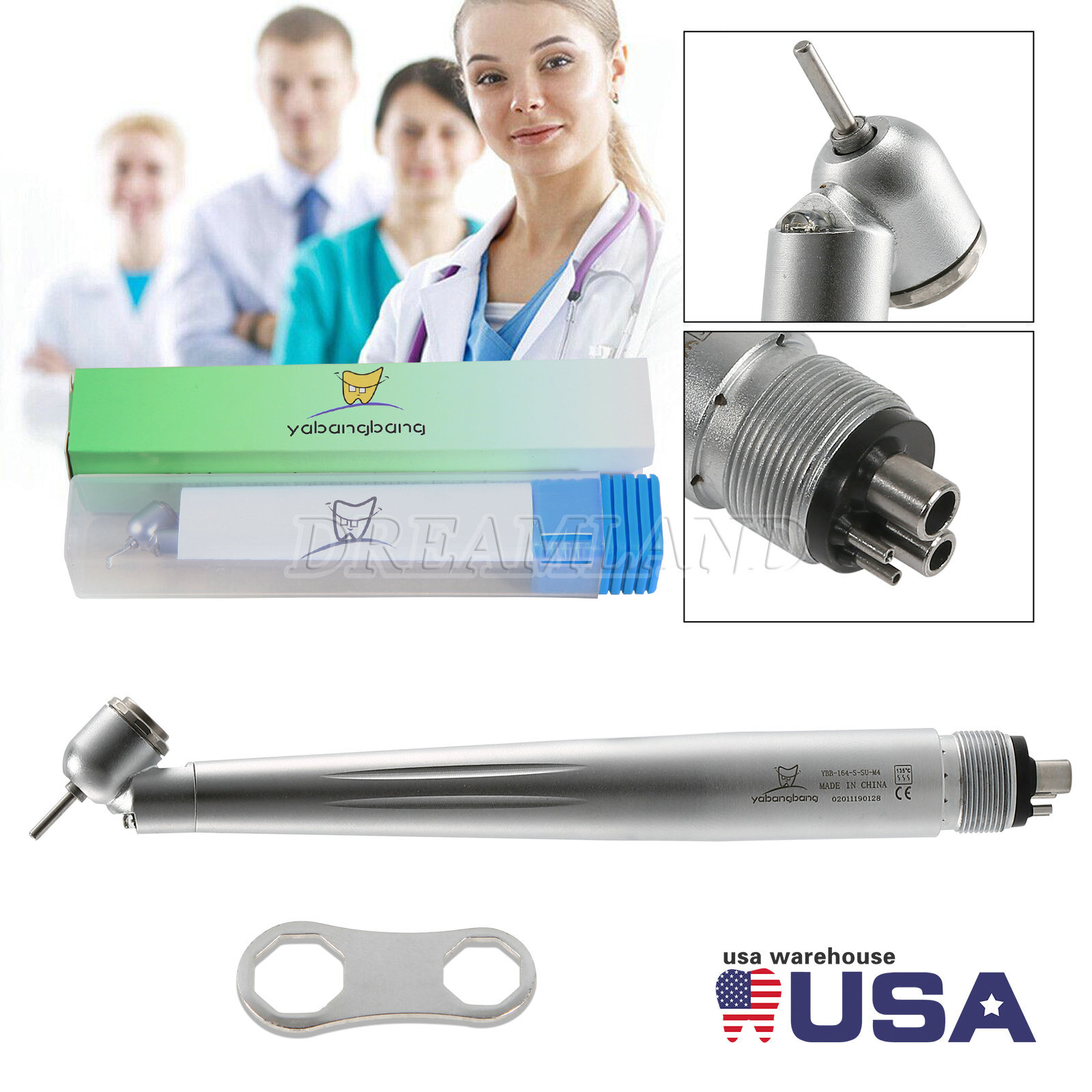 Dental 45 Degree Surgical High Speed Handpiece Led E-generator Push Button 4Hole