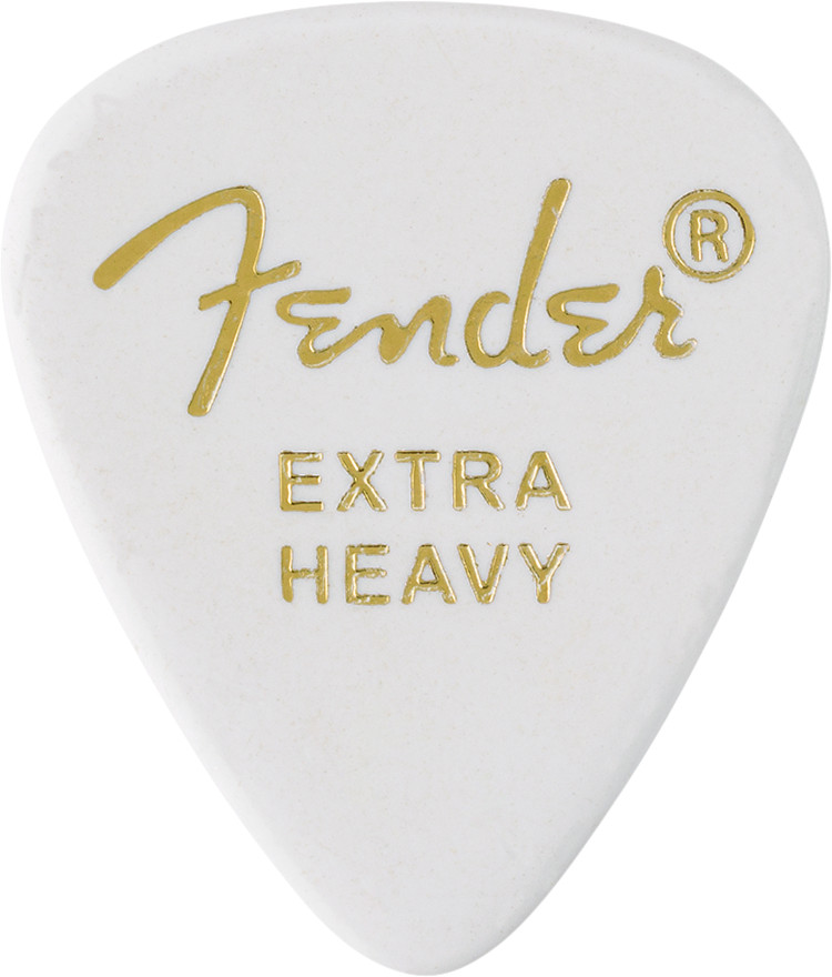 Fender 351 Classic Celluloid Guitar Picks- WHITE, EXTRA HEAVY, 12-Pack