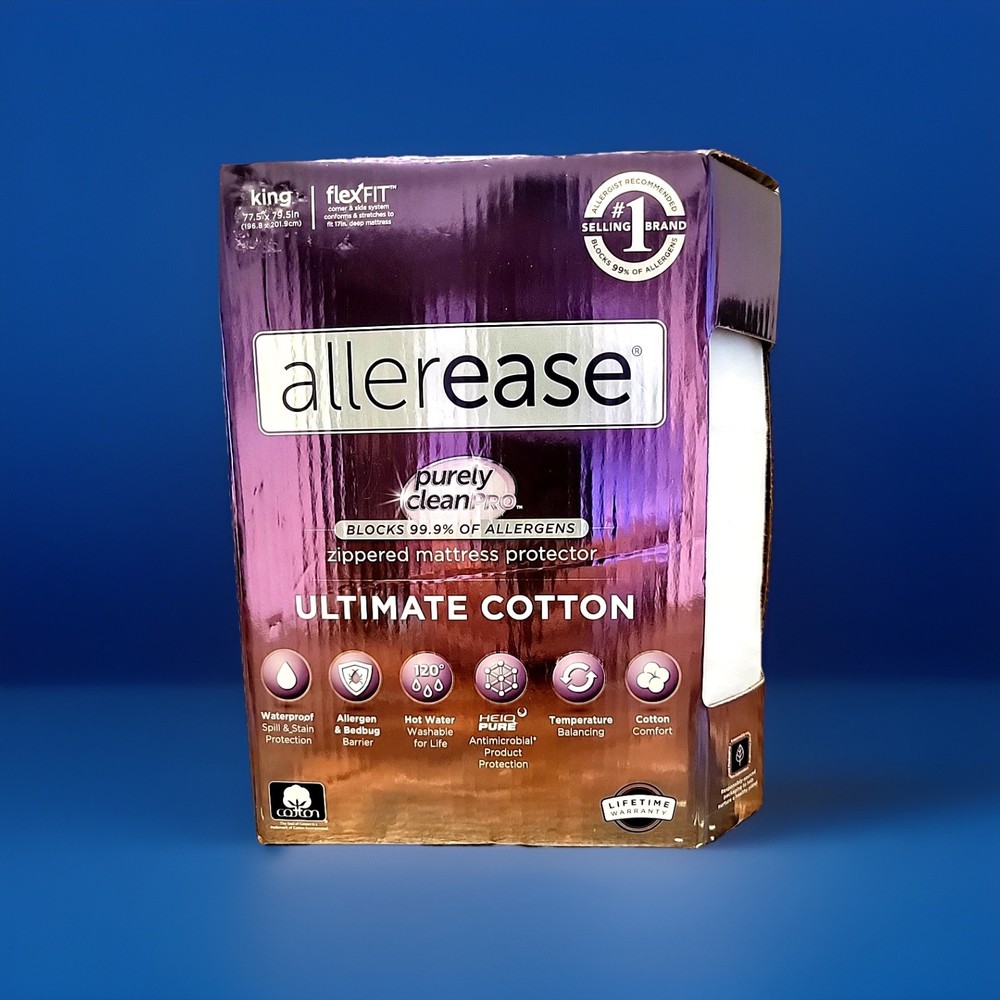 AllerEase Ultimate King Mattress Protector Cotton Waterproof Allergen Barrier