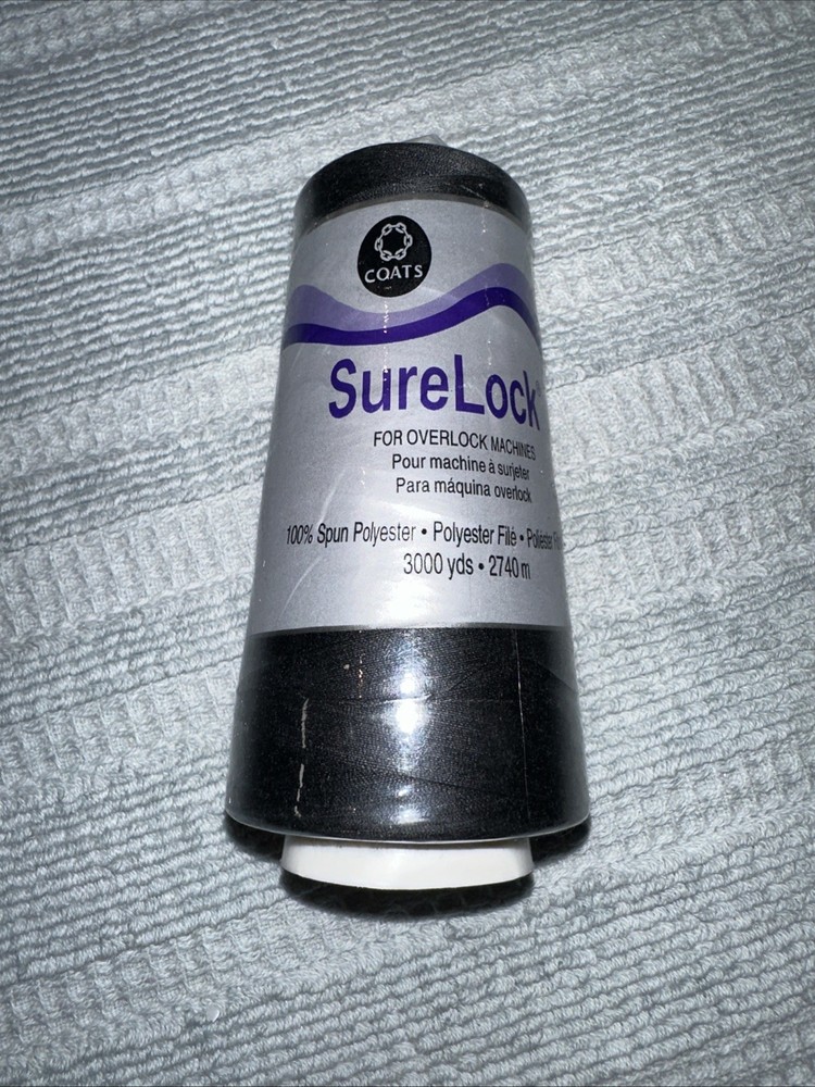 Coats Surelock 0568 Black Polyester Thread, 3000 Yds