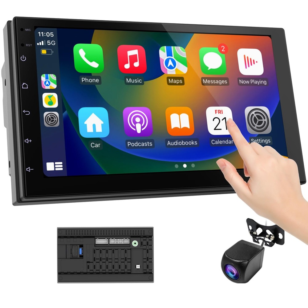 Wireless CarPlay Screen for Car & Android Auto Head Unit - Touchscreen 7 Inch...