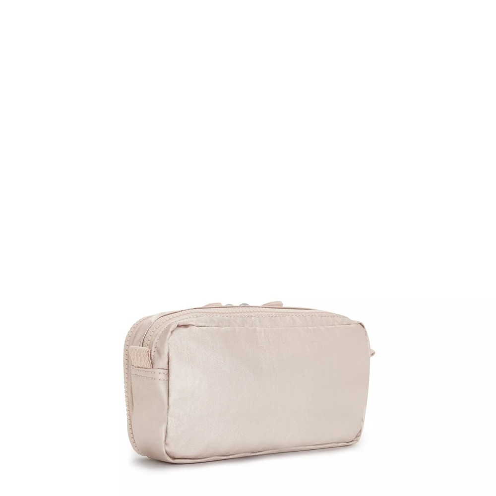 Kipling Chap Metallic Pencil Case Quartz Metallic
