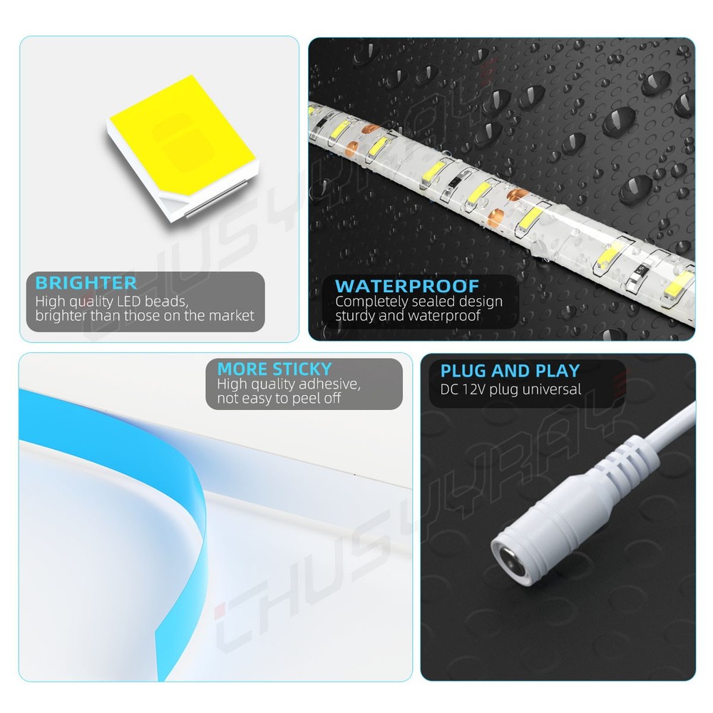 Kitchen Lighting LED Strip Lights WHITE Camping Bed Lights With Remote Controls