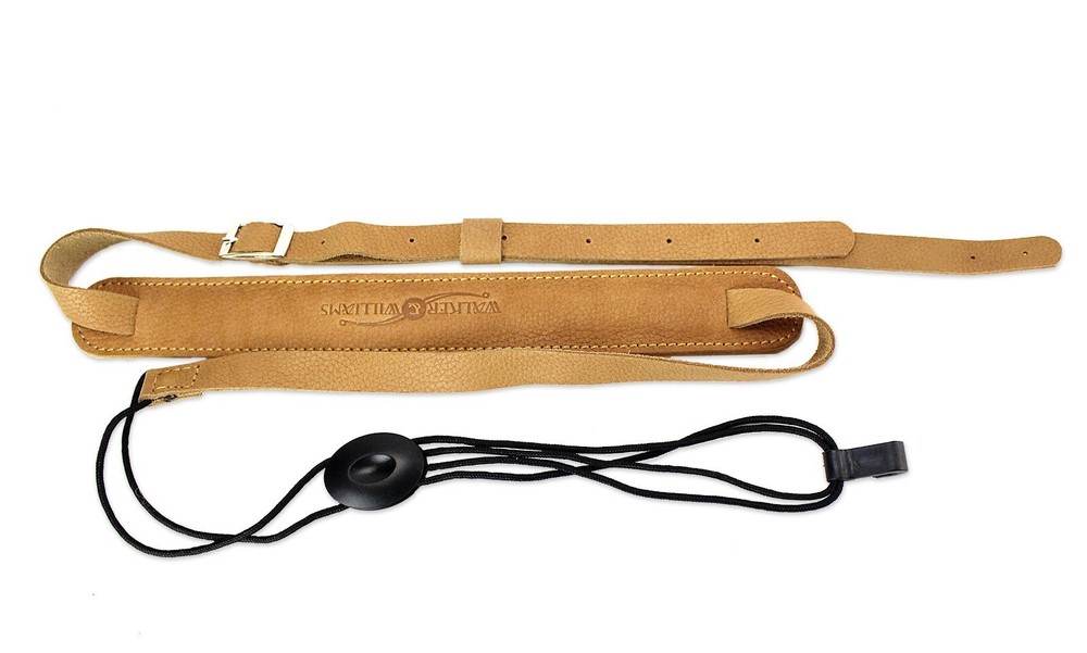 Walker & Williams U-74 Soft Tan Leather Adjustable Uke Strap for Soprano Ukes