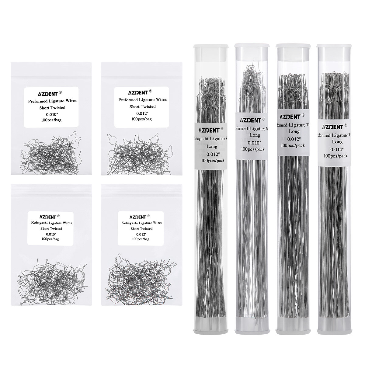 Alambre de Ortodoncia Dental Preformado Ligadura Ataduras Acero Larga Corta Tors