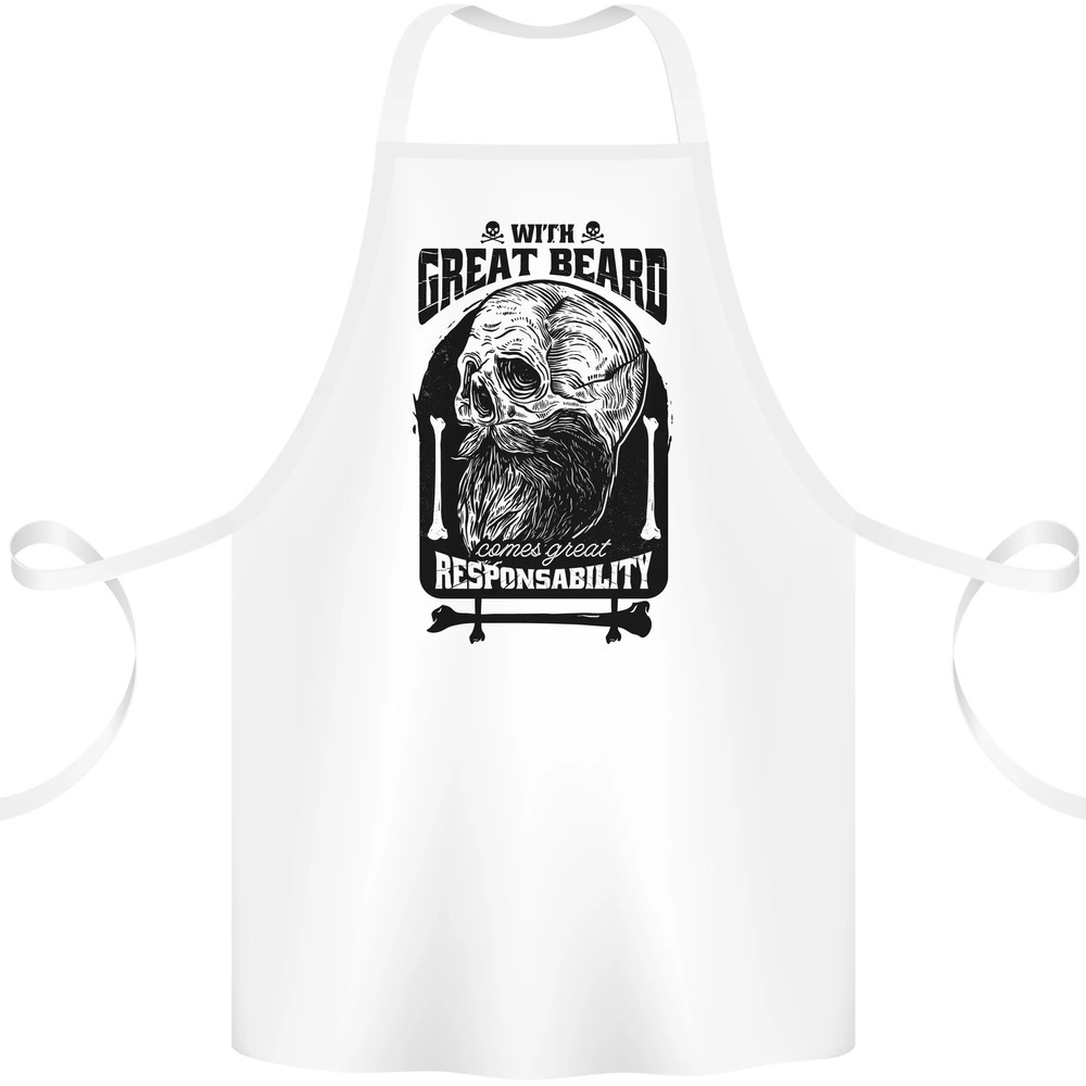 Great Beard Comes Great Responsibility Skull Cotton Apron 100% Organic