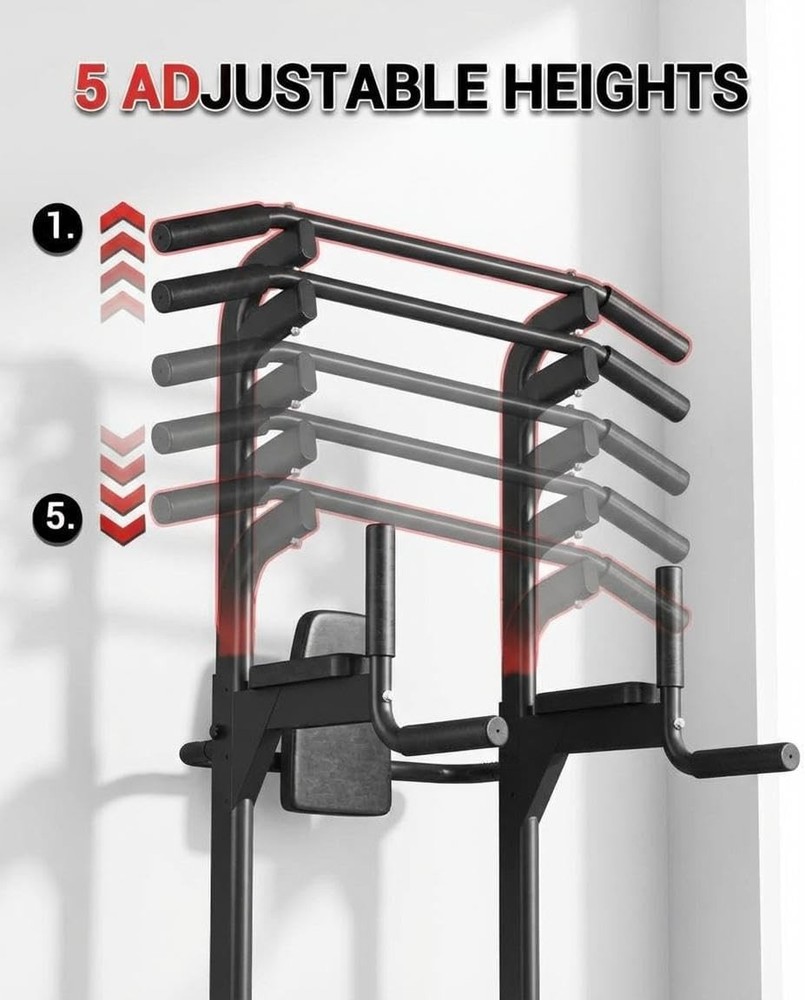 Multi-Function Power Tower Pull Up Bar Station with Backrest Adjustable Height U