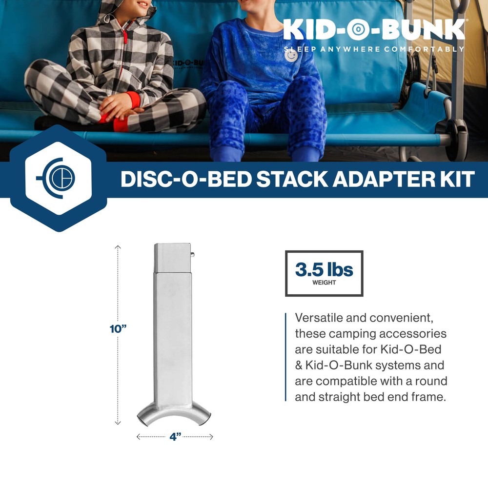Disc-O-Bed Stack Adapter Kit for Kid-O-Bed and Kid-O-Bunk Cot Systems, Silver