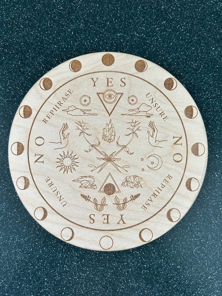 Moon Phase Pendulum Message Board Dowsing Divination Metaphysical Wooden 6”