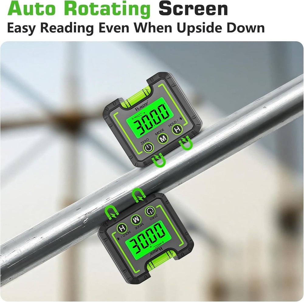 Compact Inclinometer with Backlit Display & Hold Function for Easy Measurements