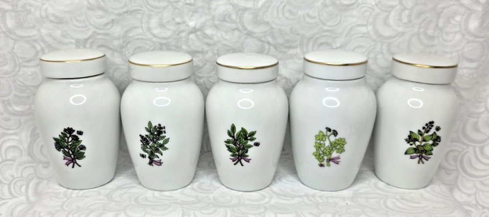 Gloria Vanderbilt Concepts 17 Ceramic SPICE JAR SET *Franklin Mint NICE!