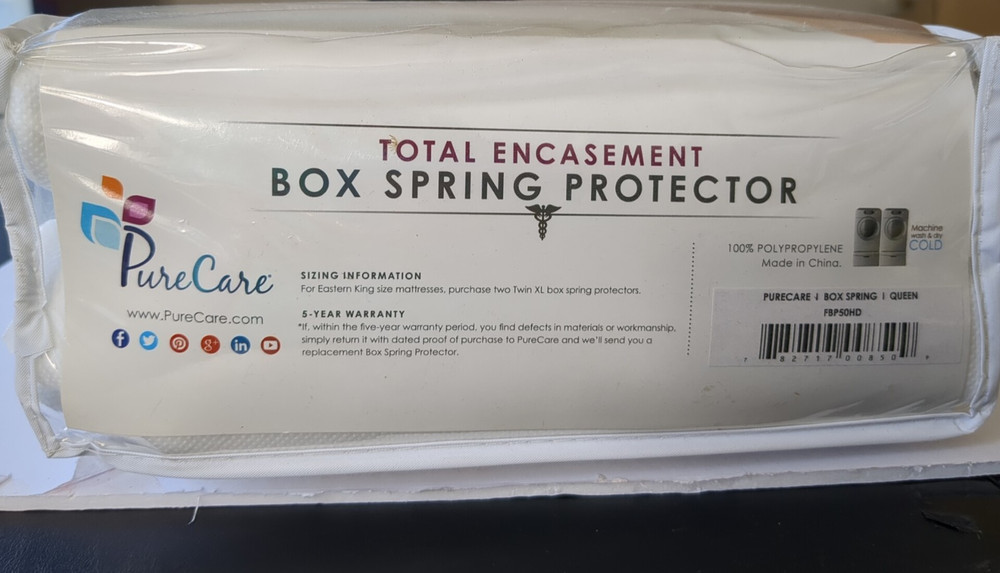 PureCare Total Encasement Box Spring Protector Queen