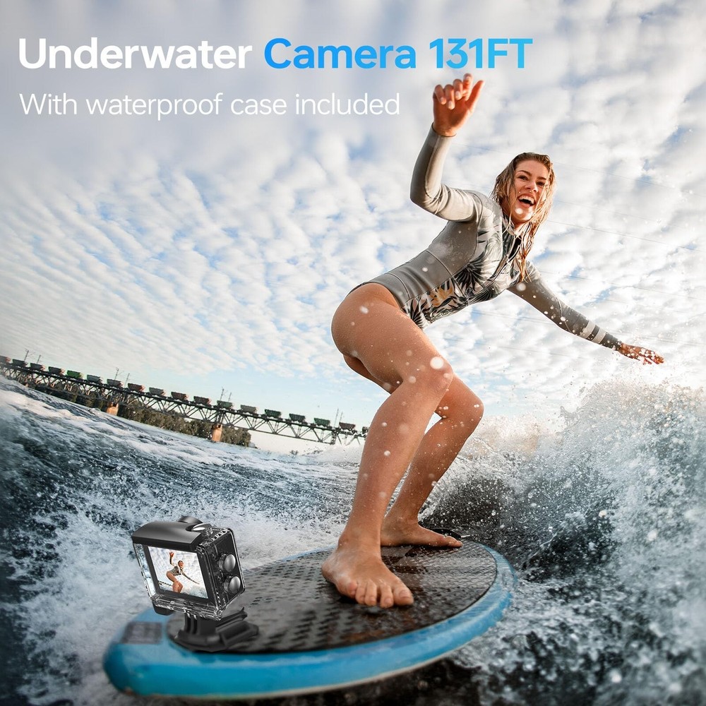 Action Camera 4K 60FPS Waterproof Camera 170° Wide Angle