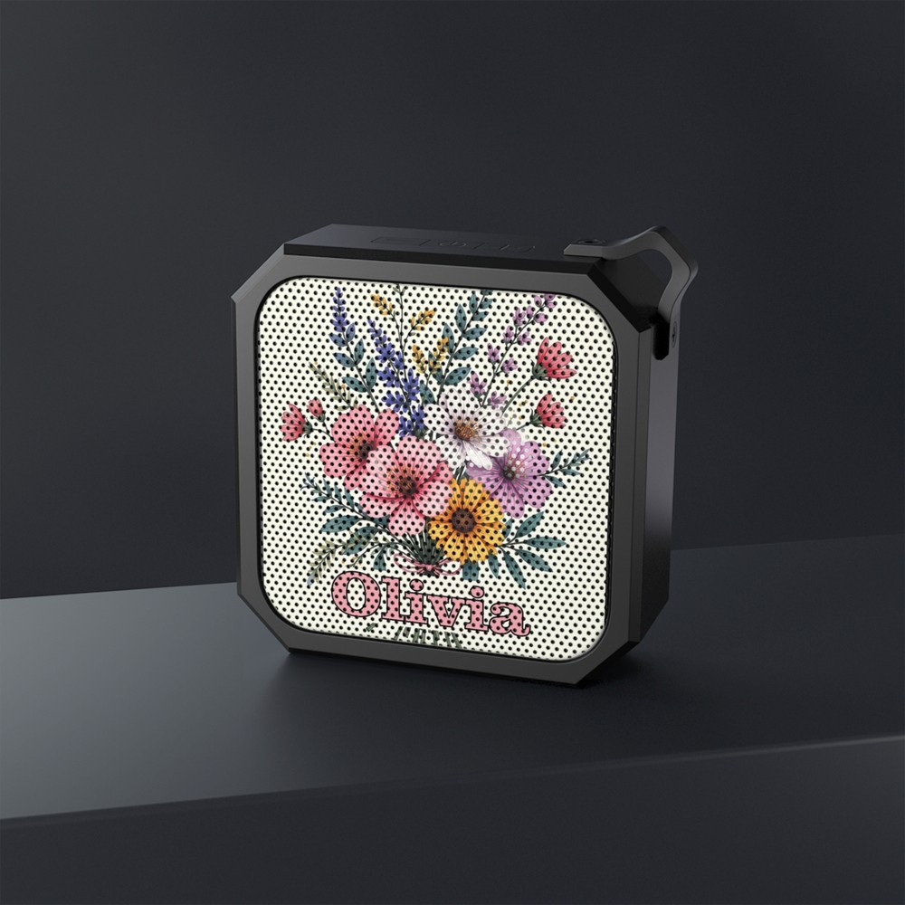 Bluetooth Speaker, Personalized Name with Flowers, Customizable Portable