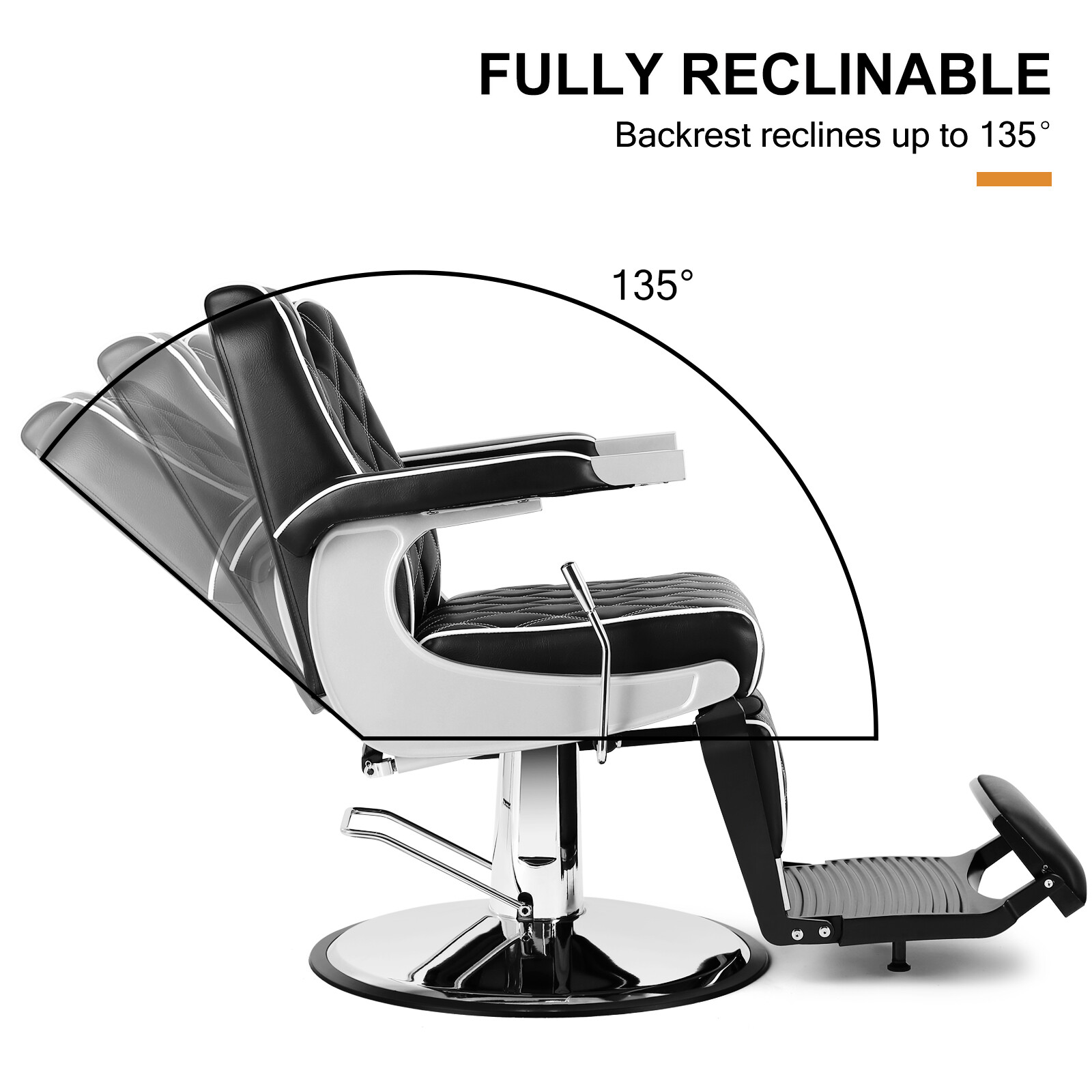 All Purpose Black Hydraulic Heavy Duty Barber Chair Recline Salon Beauty Styling