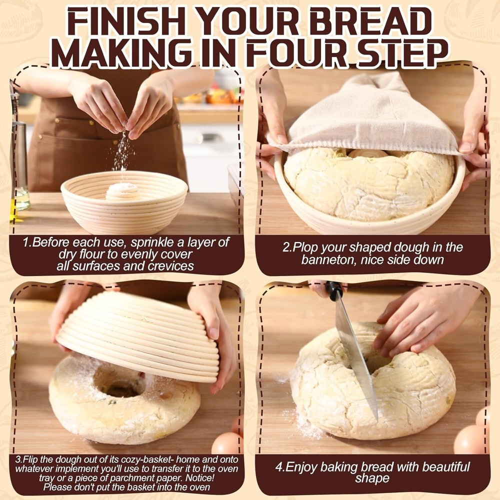 Bread Proofing Basket Banneton Natural cane bread baking and fermentation basket