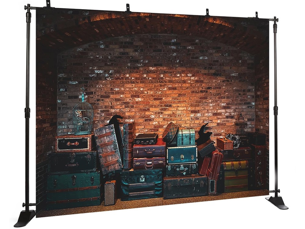 Platform 9 Train Station Backdrop Wizard School Brown Black Brick Wall 5X3FT