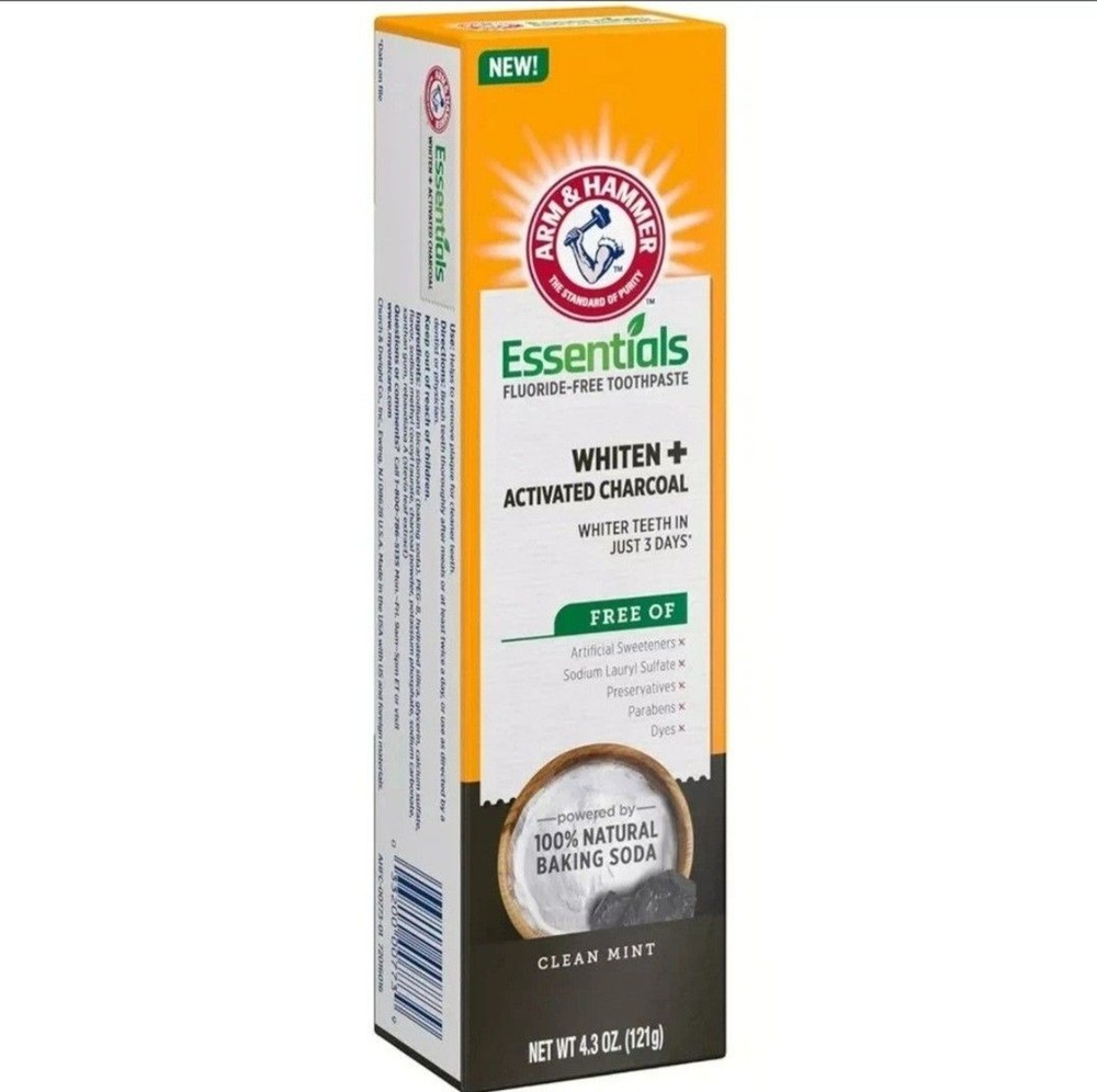 Arm & Hammer Essentials Fluoride-Free Toothpaste Whiten + Activated Charcoal-4 P