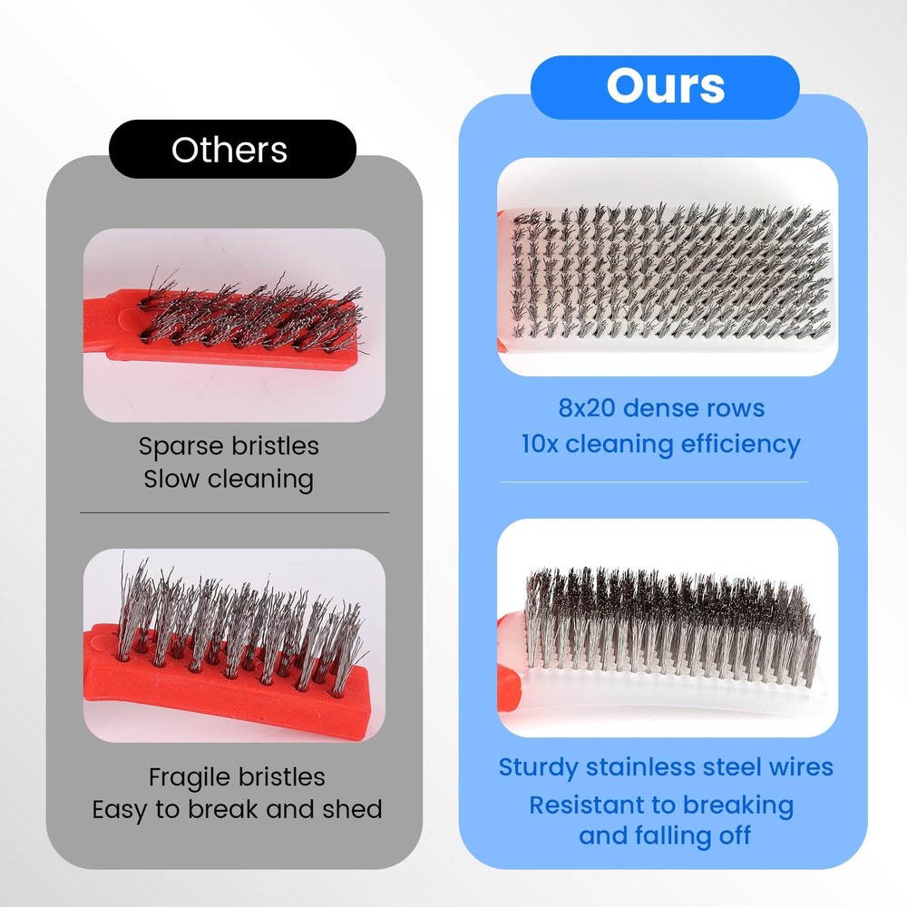 4 Pack Wire Brush for Rust Removal & Paint Removal, Heavy Duty Stainless Stee...
