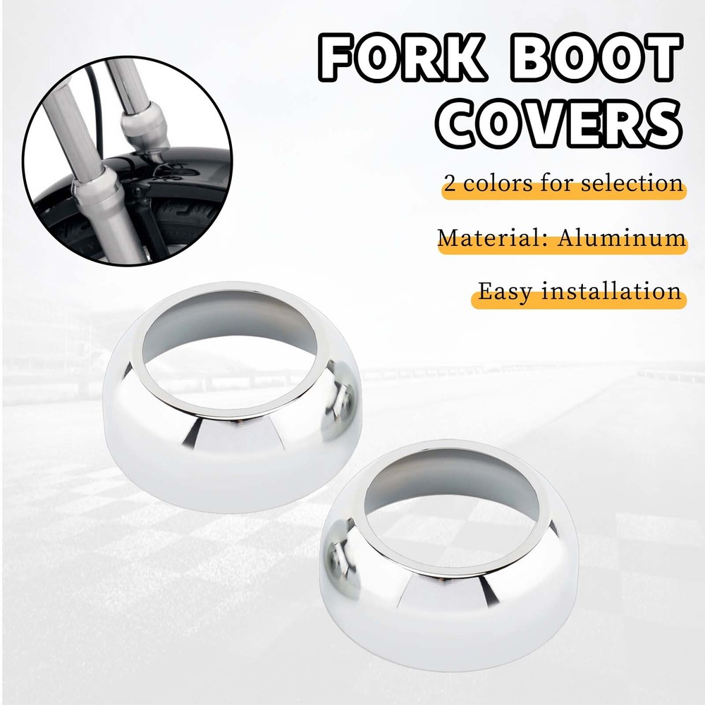 41mm Chrome Front Fork Boot Cap Covers Custom For Harley Softail FXWG FXDWG FXST