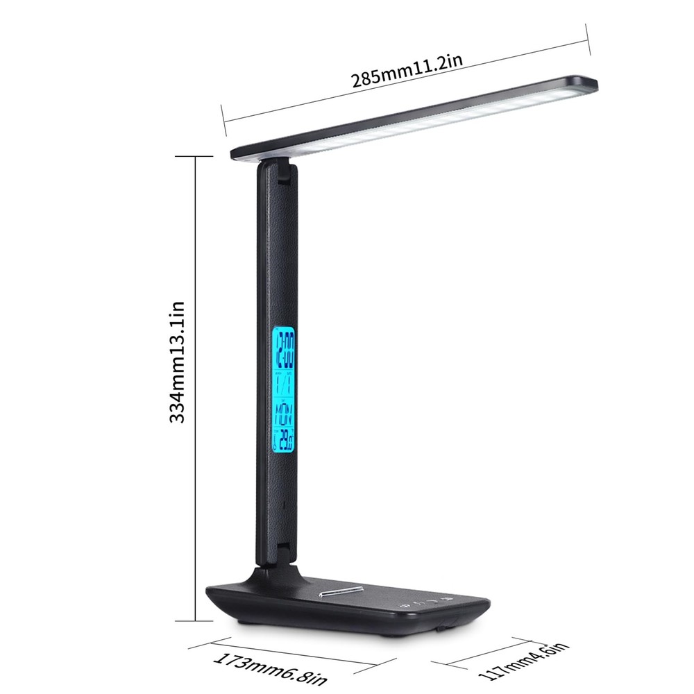 Smart Alarm Clock Lamp with Transparent Multi functional Table Lamp T26 Black
