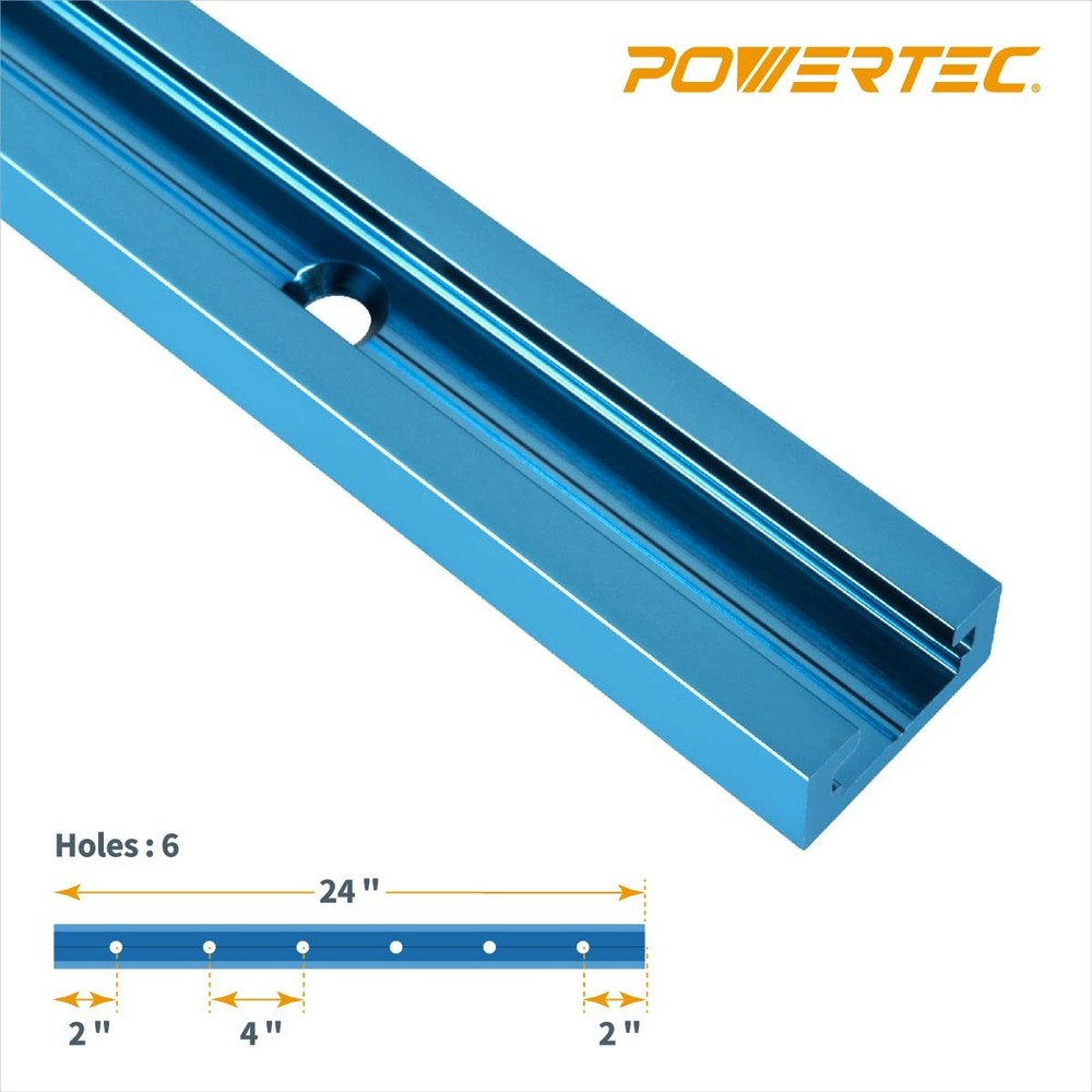 POWERTEC 24" Universal T-Track & Intersection Kit, Double-Cut Profile