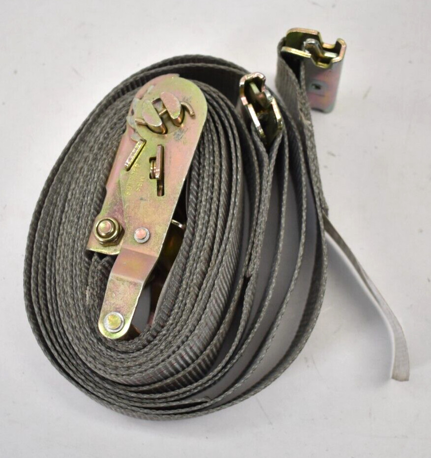 US Cargo Control USCC E Track Ratchet Strap w Spring E Fitting 2" x 16' Gray