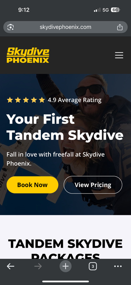 sky diving in Phoenix for 2