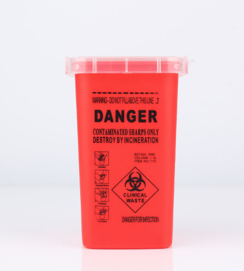 New Permanent makeup and tattoo needle container/ trash bin Red