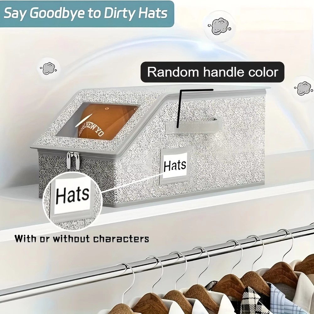 1/2x Stackable Hat Storage Organizer for Baseball Caps 24 Caps Hat Box with Lid