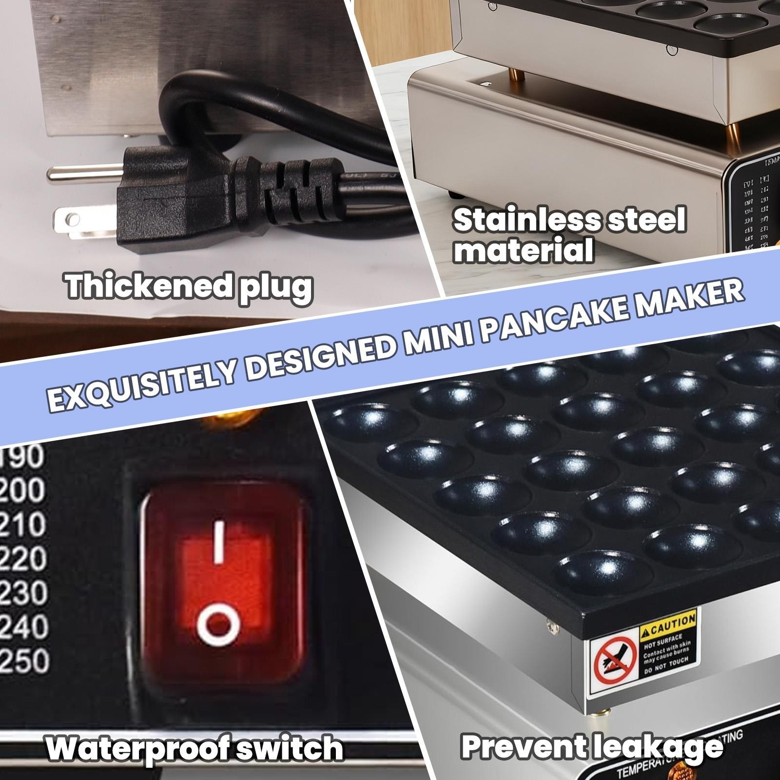 50 pcs Commercial Mini Pancake Maker, 110V Stainless Steel Pancake Maker Machine