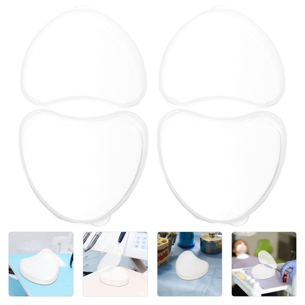 2 Pcs Lightweight Denture Holder Compact Container Carrying Case