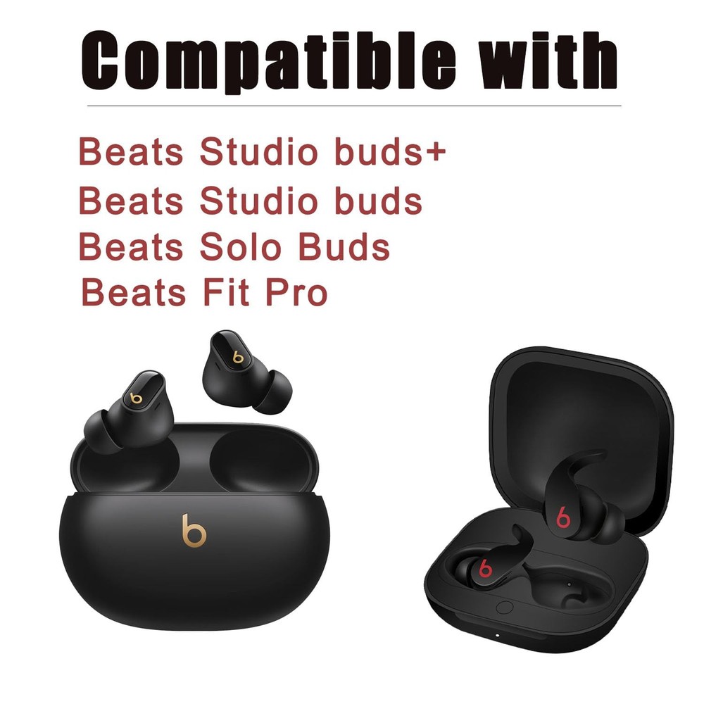 Luckvan Silicone Ear Tips for Beats Studio Buds+Replacement Earbuds Black