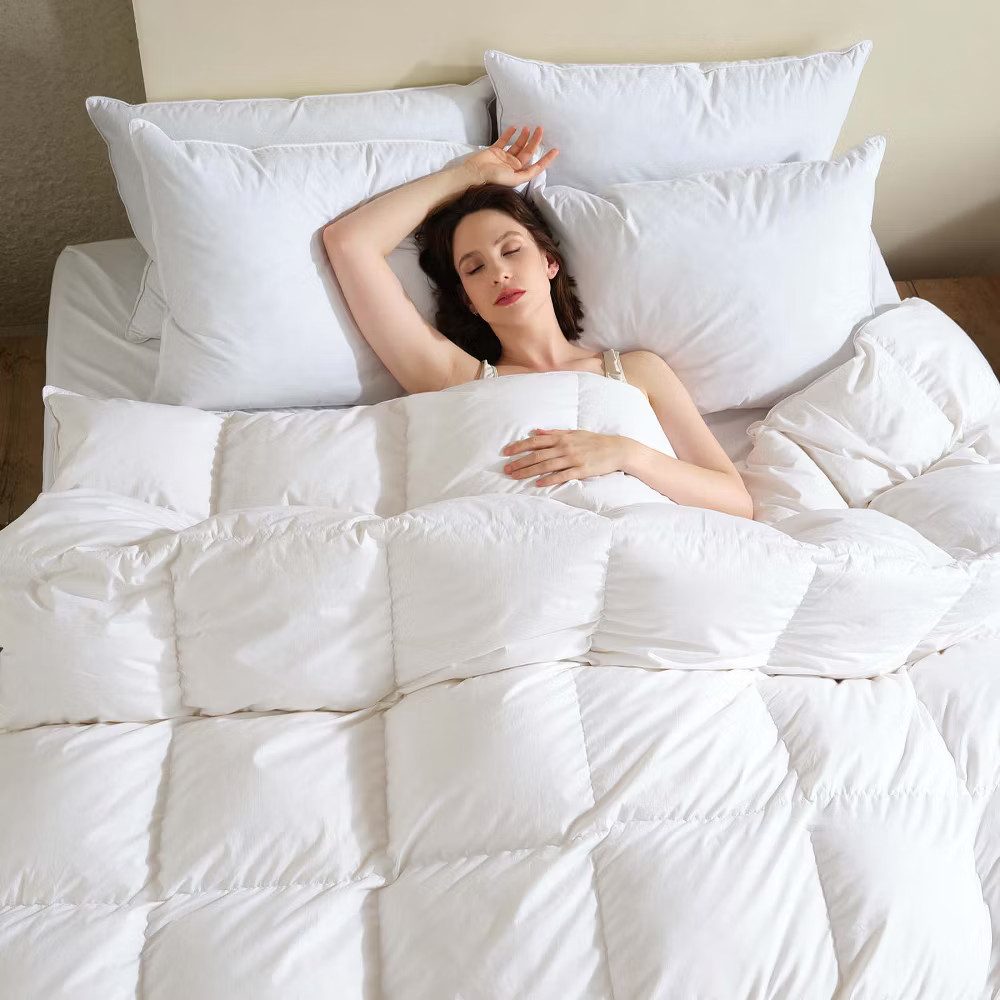 Inhand Goose Feather Down Fiber Comforter Queen Size - 100% White Cotton