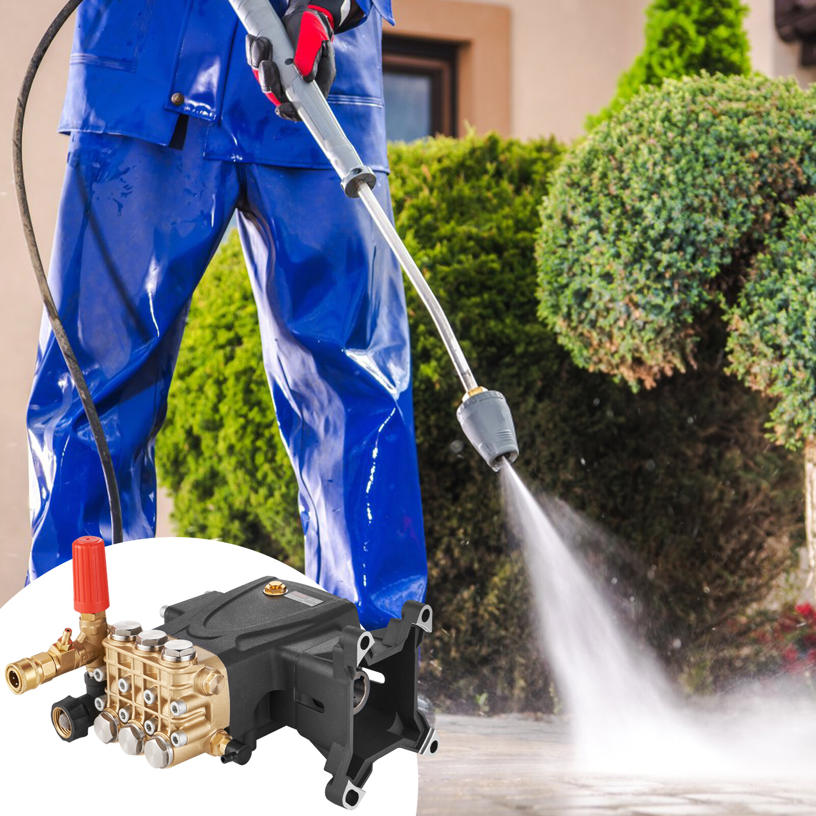 VEVOR Pressure Washer Pump Power Washer Pump 1" Shaft Horizontal 4400 PSI 4 GPM