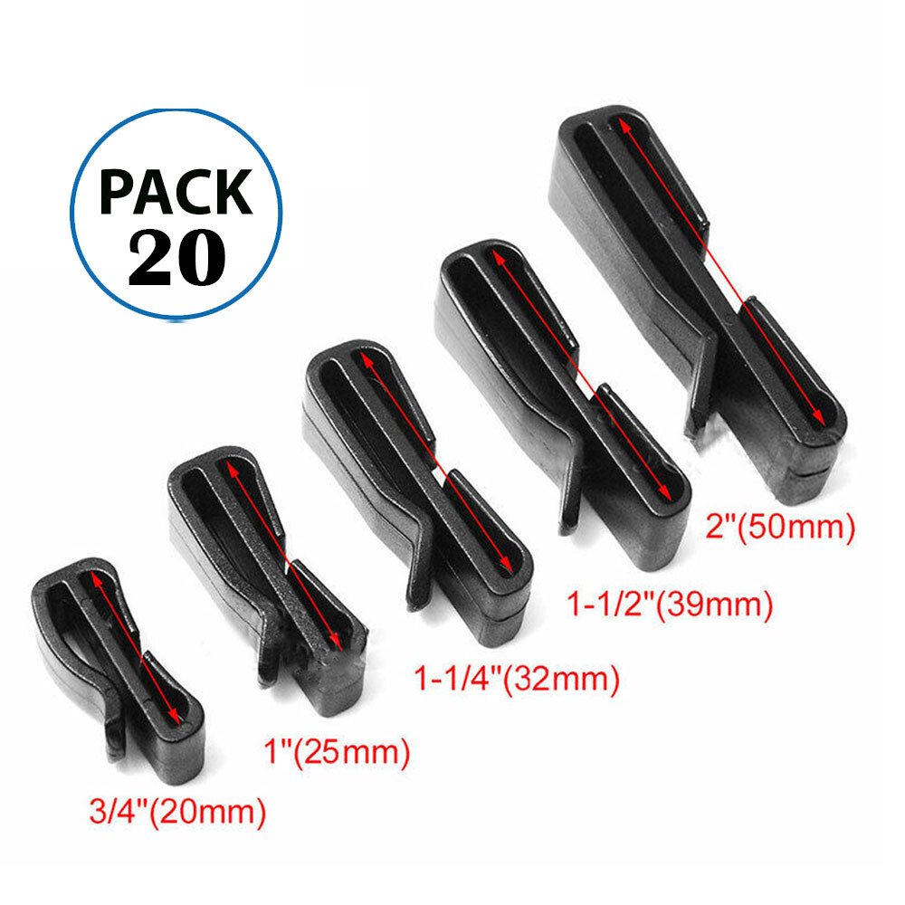 20X 3/4"~2"Quick-Slip Clip Keeper Buckles Molle Tactical Backpack Webbing Strap
