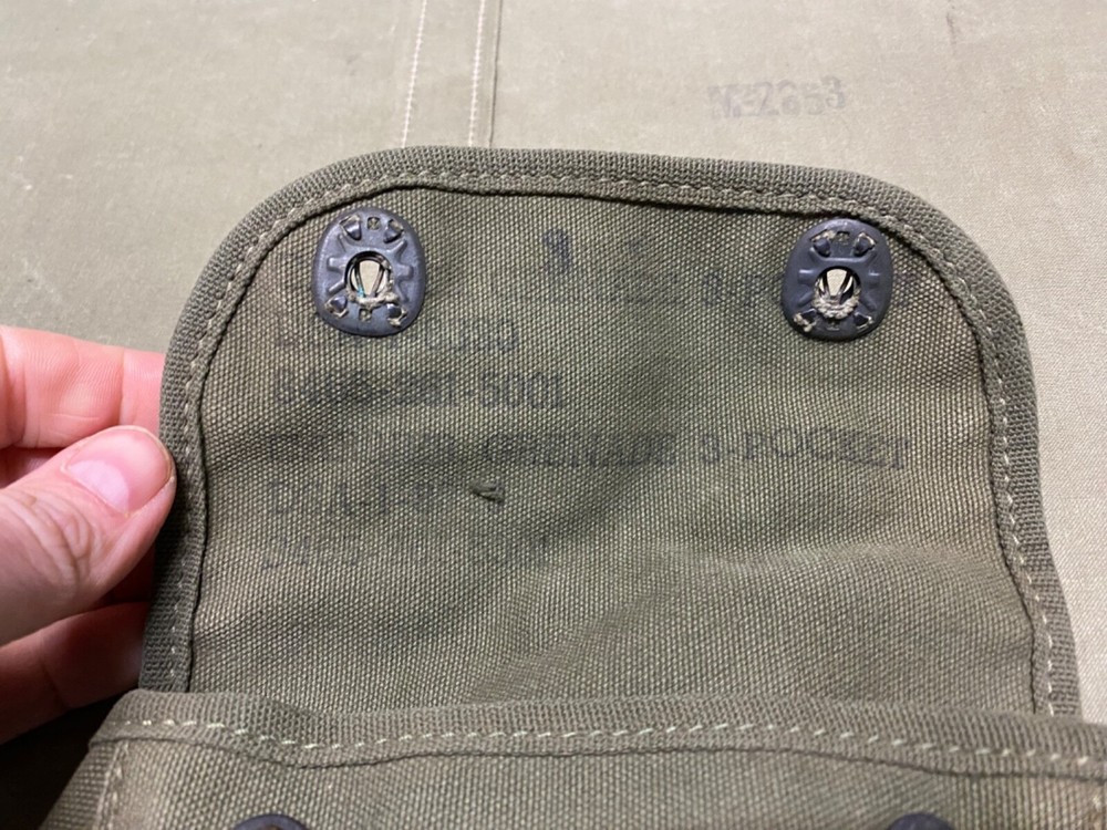 ORIGINAL WWII US ARMY M1942 3 CELL GRENADE CARRY POUCH-1945