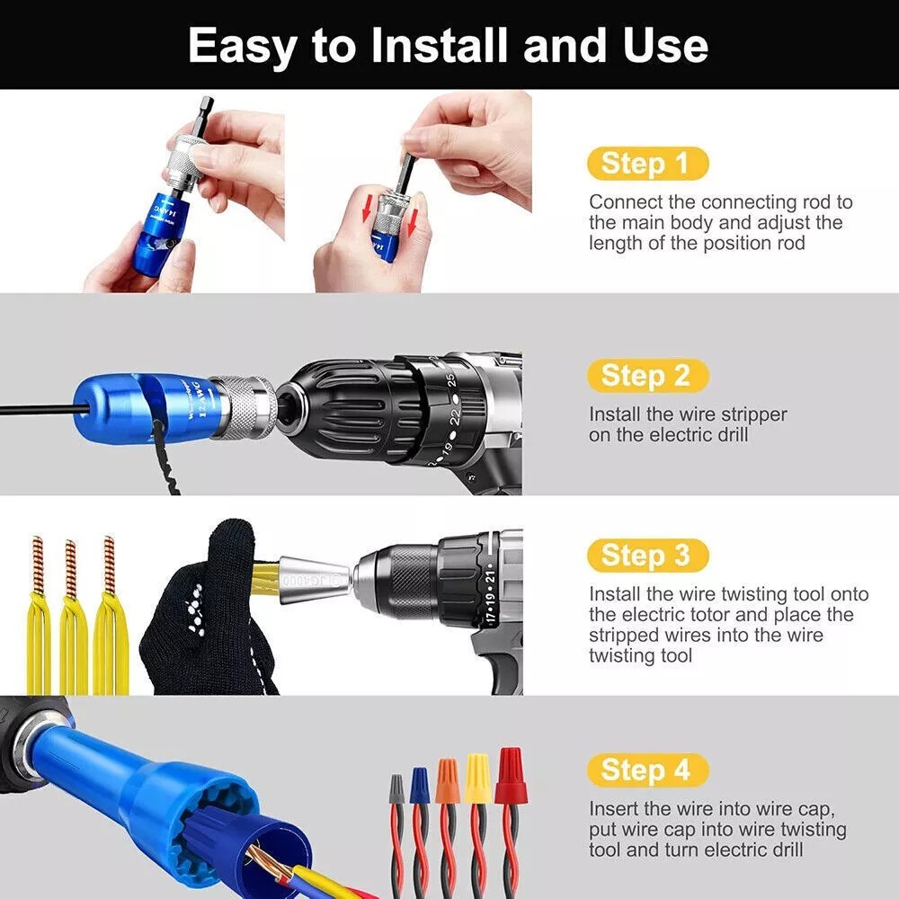 Wire Stripper Electrician Drill Electrical Wire Stripping Twisting Upgrade Tools